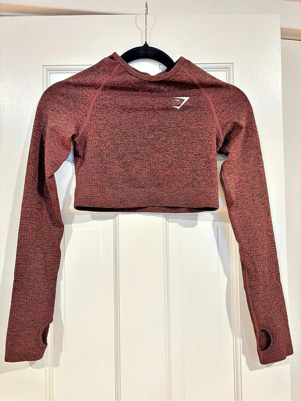 Gymshark Vital Seamless Long Sleeve Crop Top Brick(brown/maroon)/Black Speckled